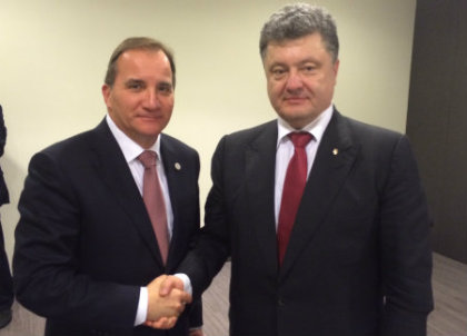 Statsminister Stefan Løfven hadde bilaterale samtaler med president Pjotr Petrosjenko(Foto: Regjeringeskansliet)