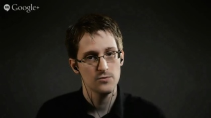 Edward Snowden fjernintervjues ved The New Yorker Festival.      