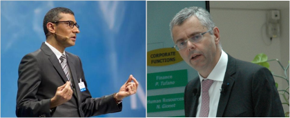 Rajeev Suri (Nokia) og Michel Combes (A-L) har blitt enige om kjøp. (Ill: Nordic News)