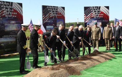 U.S. and Polish officials symbolically break the ground for a construction of the U.S.-led missile defense site that is to be operational in 2018 and defend Europe and the U.S. from missile attacks from outside the Euro-Atlantic area, in Redzikowo, northern Poland, Friday May 13, 2016.