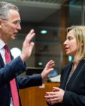 Secretary general Jens Stoltenberg and EU`s Federica Mogherini are discussing more defence cooperation8Photo: Associated Press)