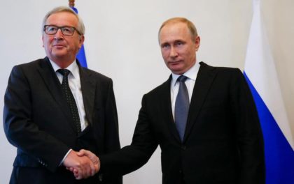 ladiimir Putin welcoms EU-leader Jean-Claude Junker to St. Petersburg june 16 and 17 to discuss economy(Photo: Ap)
