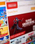 Prague - May, 22, 2019: Closeup on online Nintendo game store photographed from the site screen.