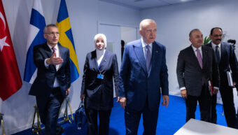 Meeting with NATO Secretary General Jens Stoltenberg, Recep Tayyip Erdoğan (President of Türkiye), Magdalena Andersson (Prime Minister of Sweden) and Sauli Niinistö (President of Finland)