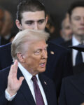 President-elect Donald Trump takes the oath of office during the 60th Presidential Inauguration in the Rotunda of the U.S. Capitol in Washington, Monday, Jan. 20, 2025. (Saul Loeb/Pool photo via AP)