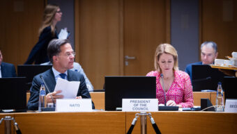 NATO Secretary General Mark Rutte at the meeting of the EU Foreign Affairs Council with Kaja Kallas, Vice-President of the European Commission